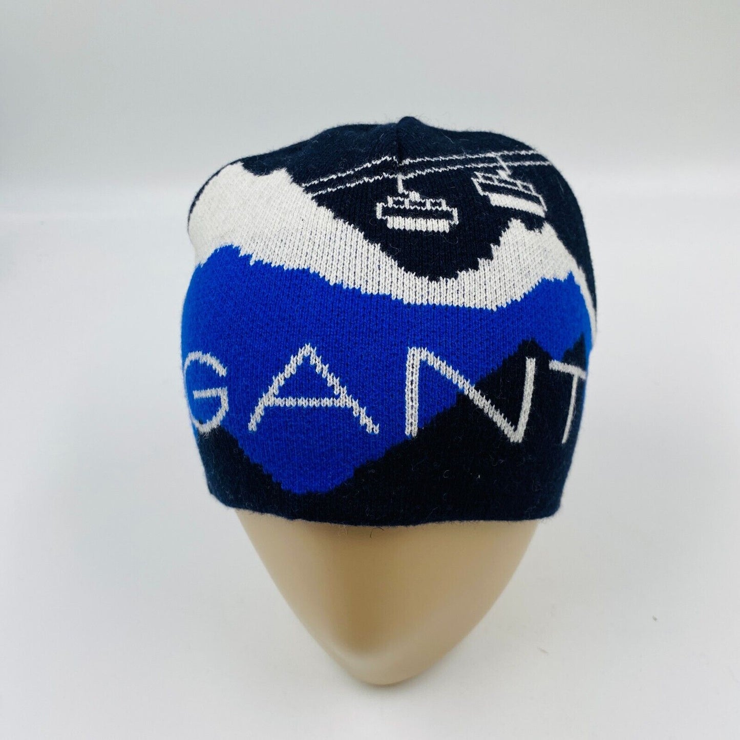 GANT Unisex Kids Blue Cotton Wool Blend Beanie Winter Hat One Size