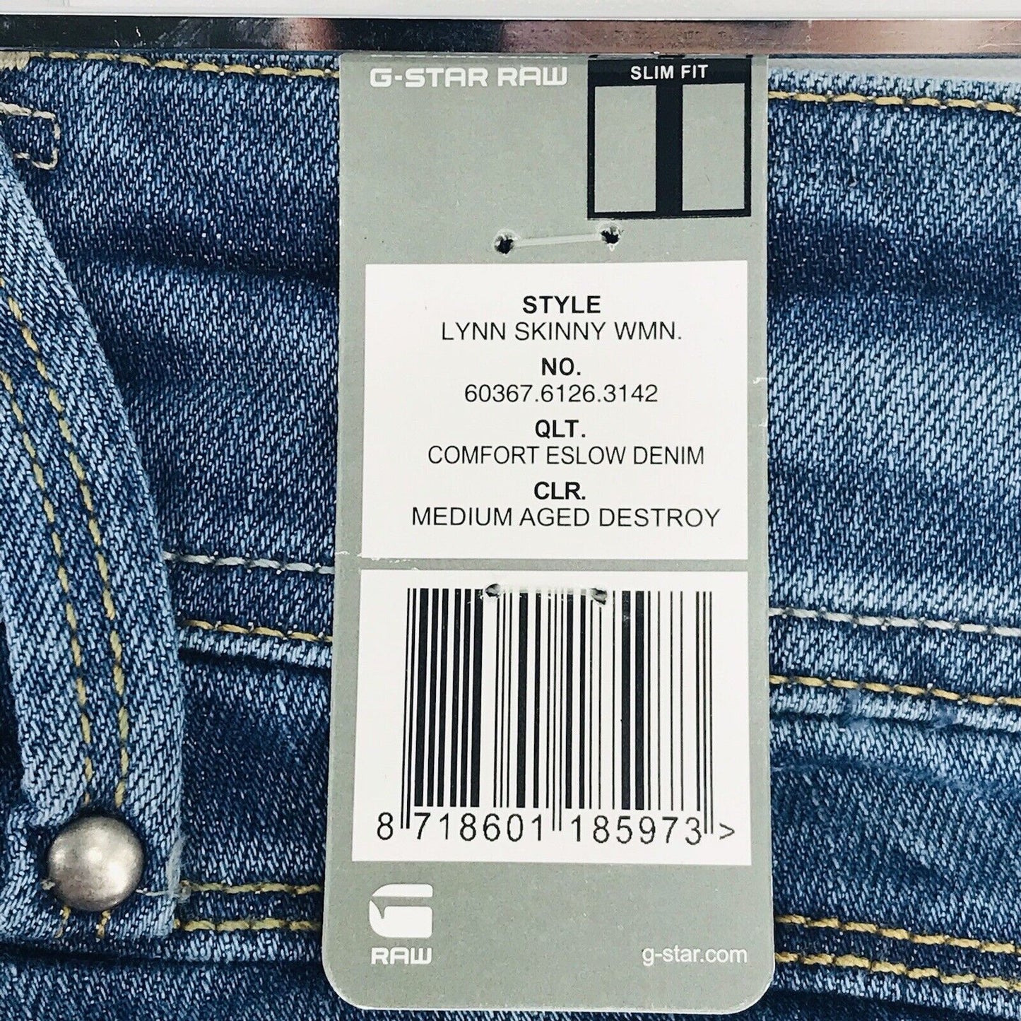 G-STAR RAW LYNN Women Blue Stretch Skinny Fit Jeans W25 L32