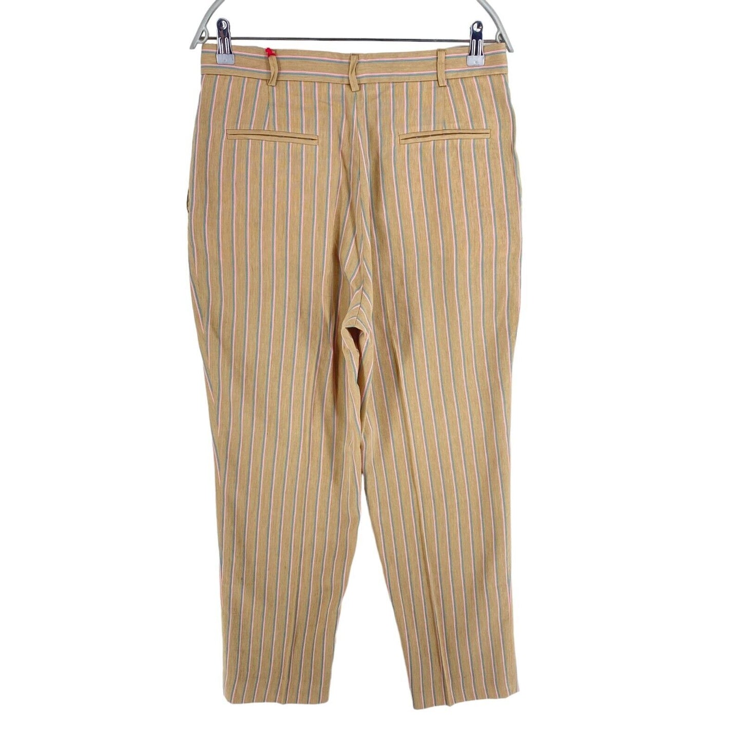 MANUEL RITZ Brown Striped Linen Blend Pants Trousers Size EU 44 UK 16 US 14