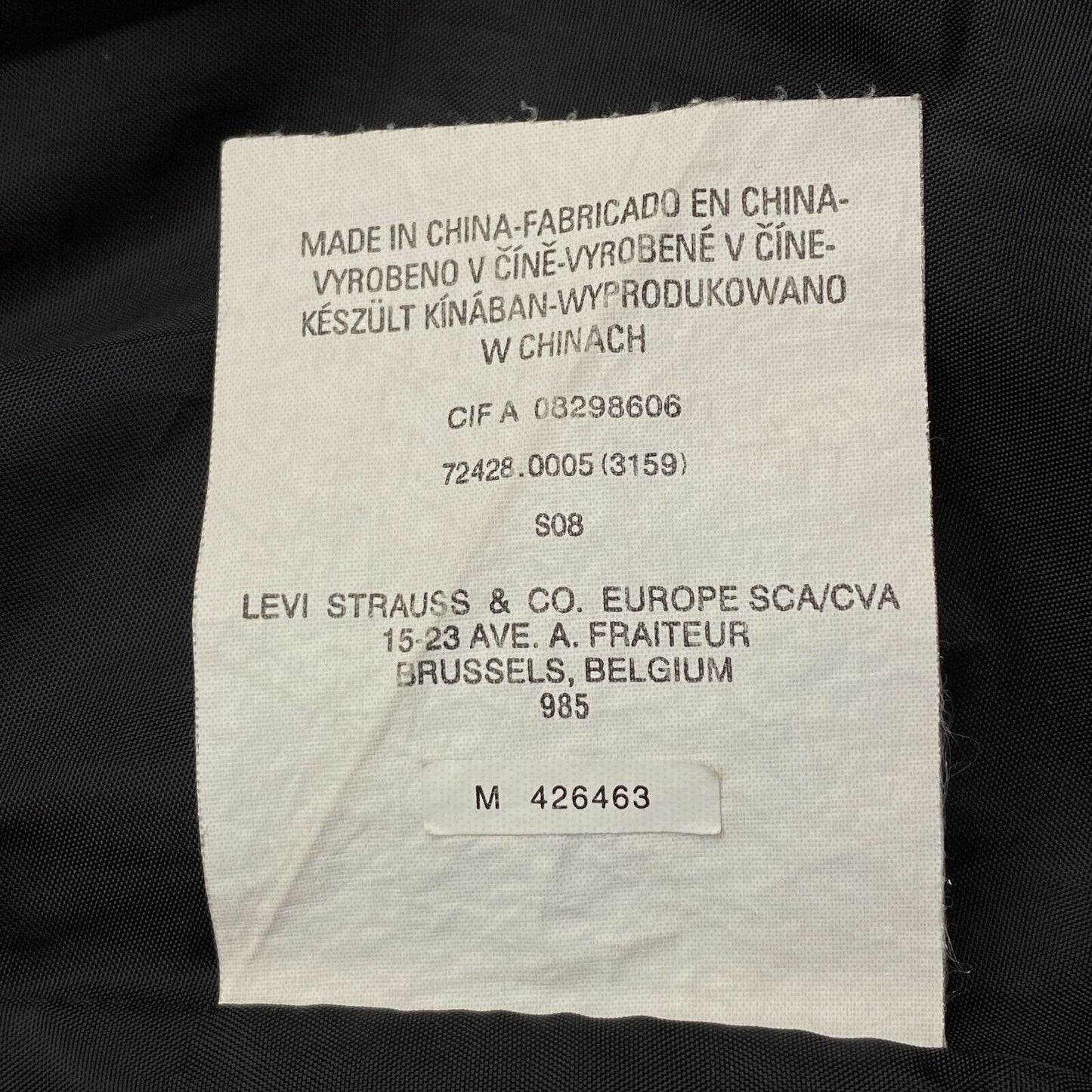 LEVI STRAUSS &amp; CO. Schwarze Jacke aus 100 % Baumwolle, Größe M