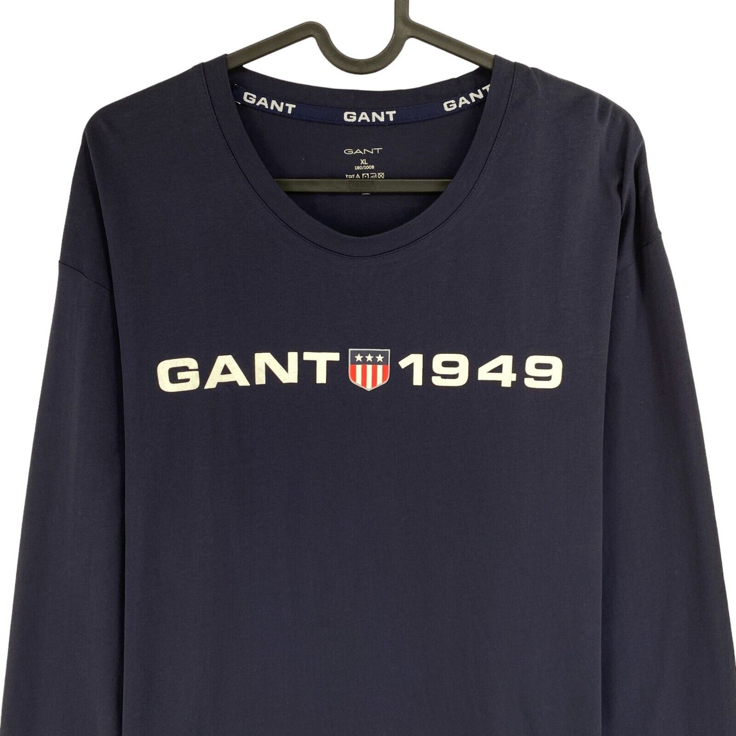 GANT Navy Blue Retro Shield Crew Neck Long Sleeves T Shirt Size XL