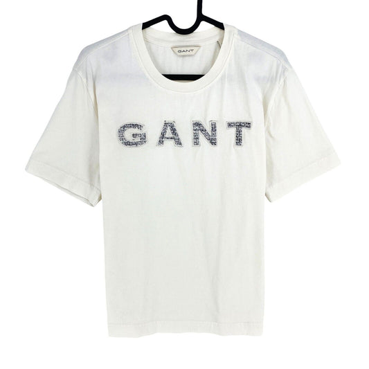 GANT Women Beige Logo Short Sleeves Crew Neck T Shirt Size M