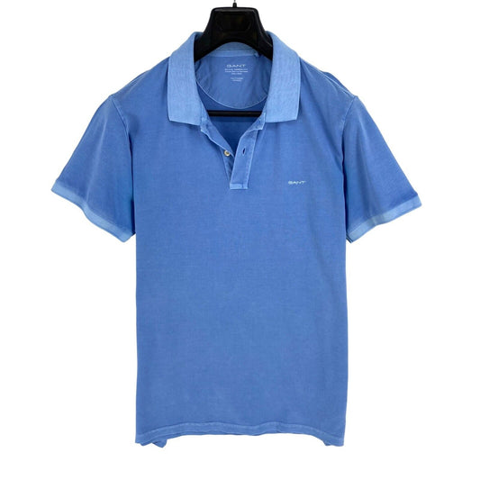 GANT Men Blue Sun Bleached Pique Polo Shirt Size XL