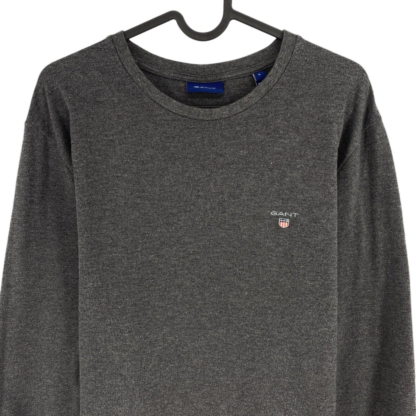 GANT Men Grey Original Crew Neck Long Sleeves T Shirt Size L