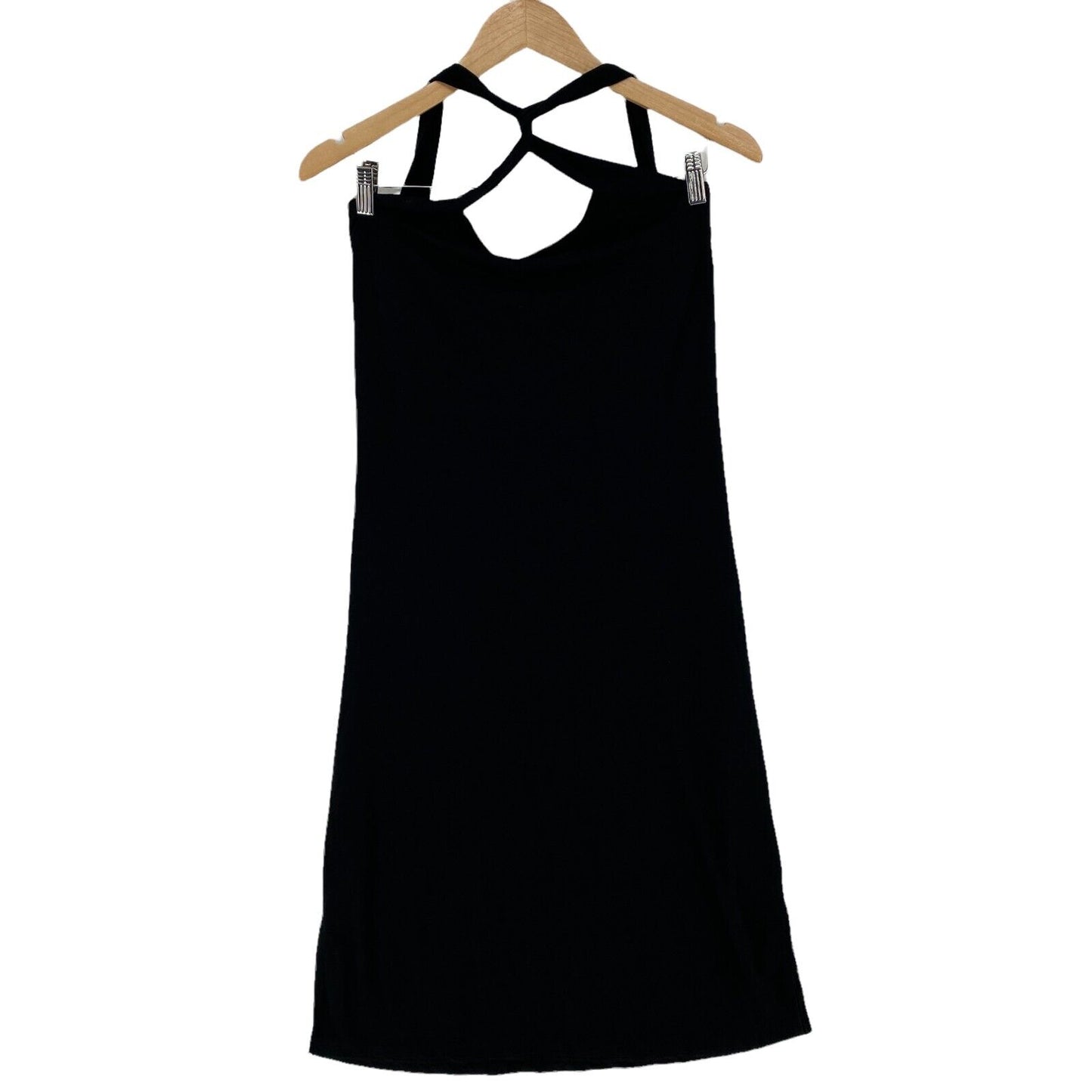 BROADWAY NYC FASHION Black Sleeveless Cowl Neck Jersey Shift Dress Size M