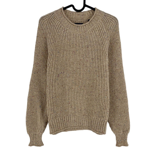 GANT Light Brown Neps Crew Neck Sweater Jumper Size S