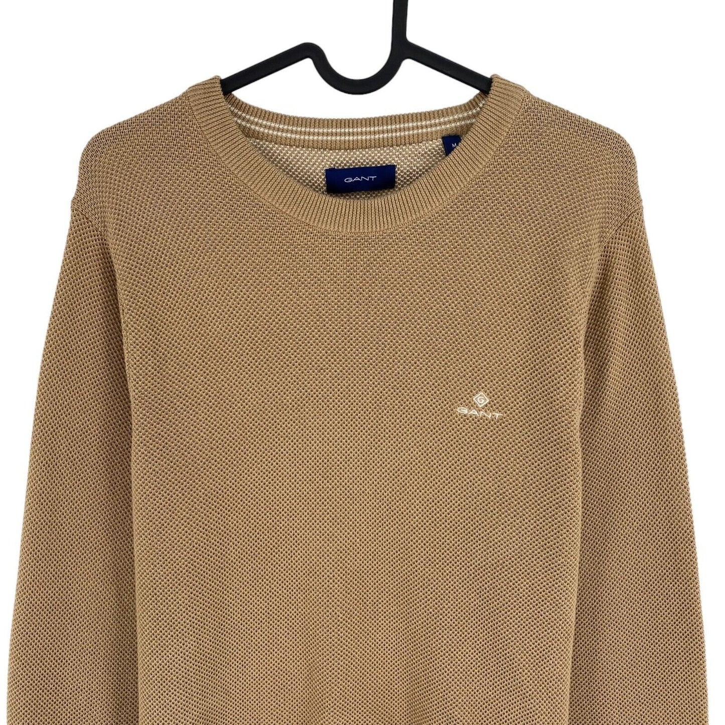 GANT Brown Cotton Pique Crew Neck Sweater Pullover Size M