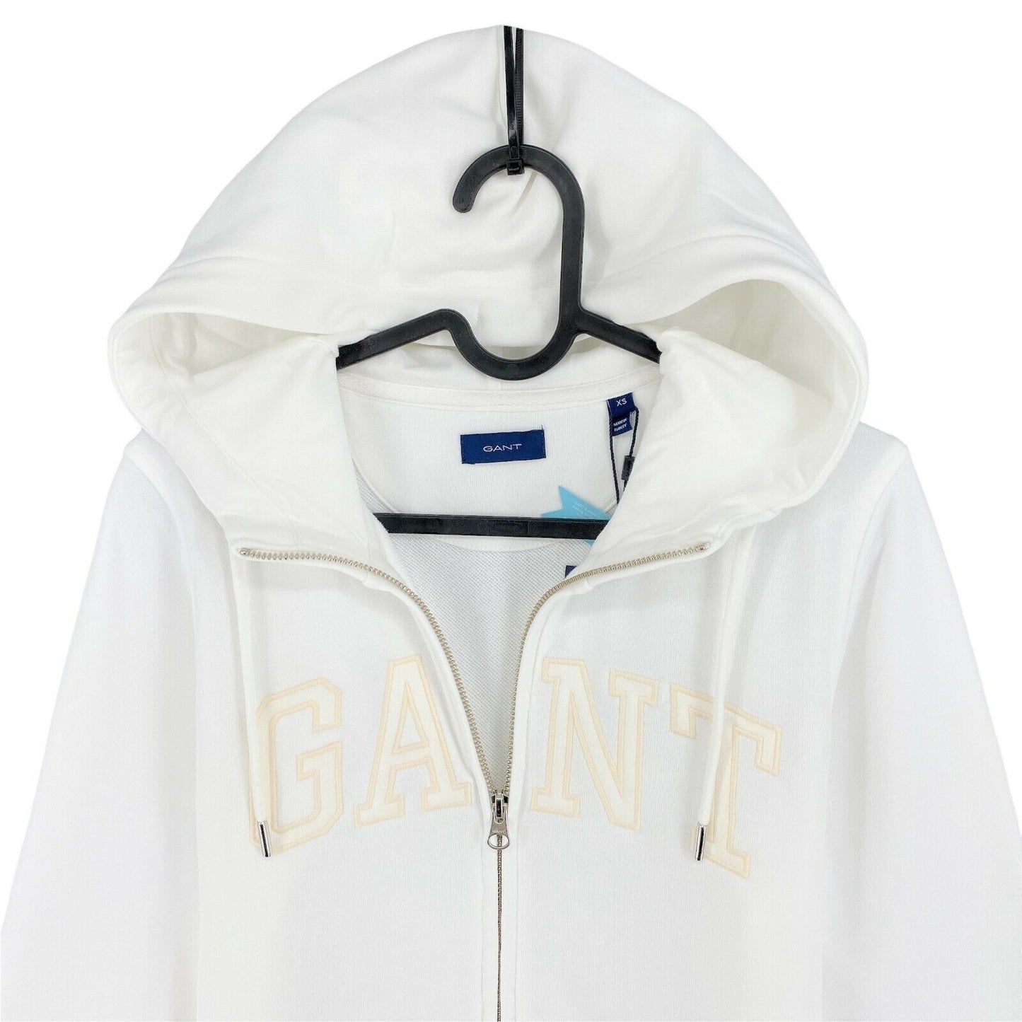 GANT White Arch Logo Full Zip Hoodie Jumper Sweater Size XS