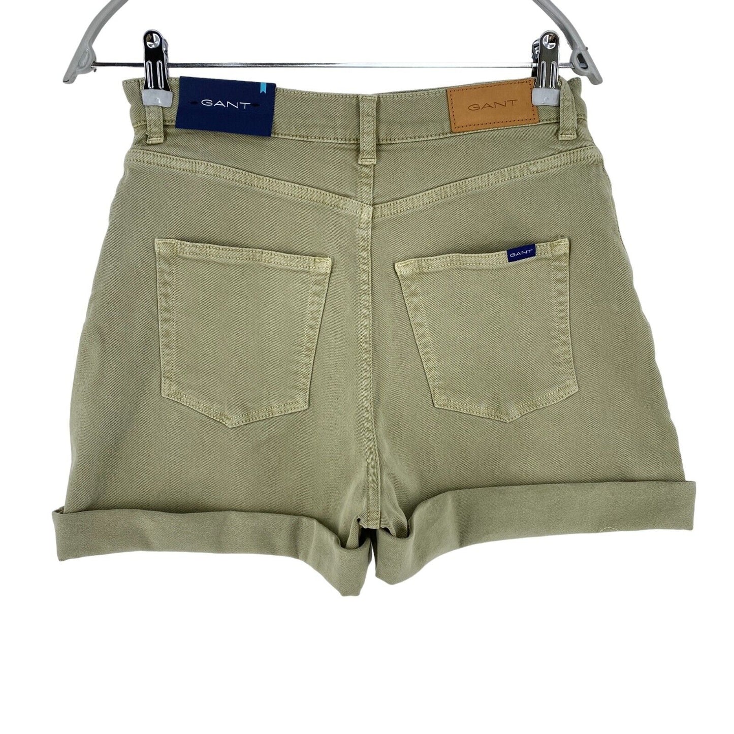 GANT Women Khaki Green Regular Fit Denim Shorts Size W28