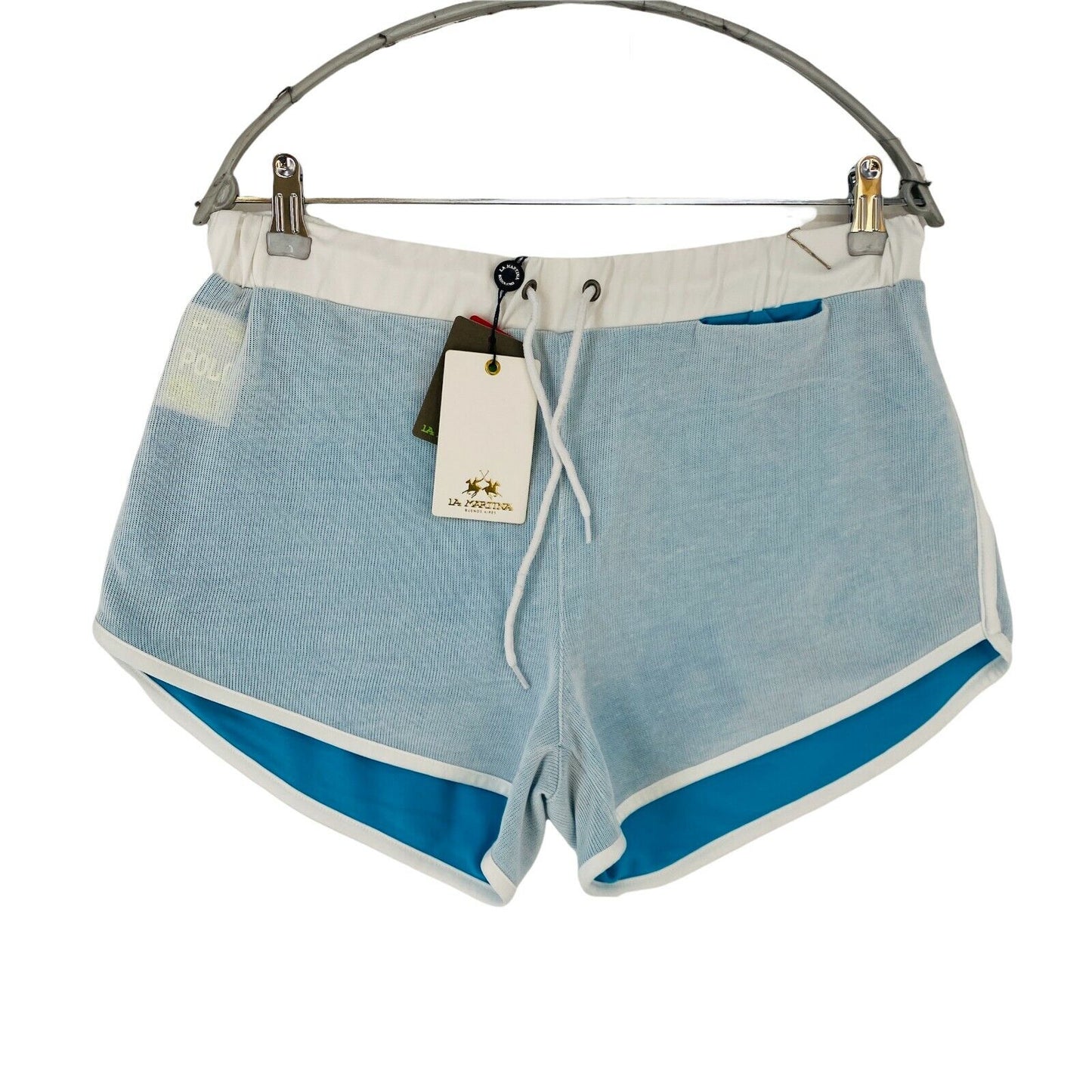 LA MARTINA Damen Blaue Stretch-Bermuda-Piqué-Shorts Größe 4 – W30 / 5 – W32