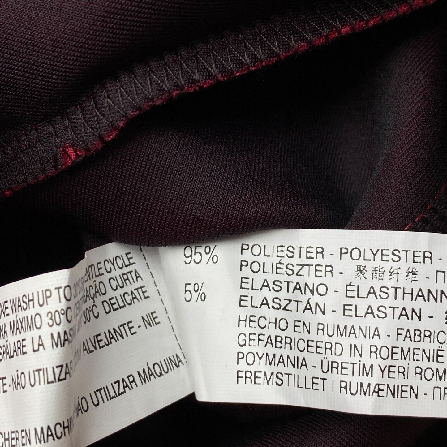 BERSHKA Jupe courte évasée à volants rouge vin foncé taille L