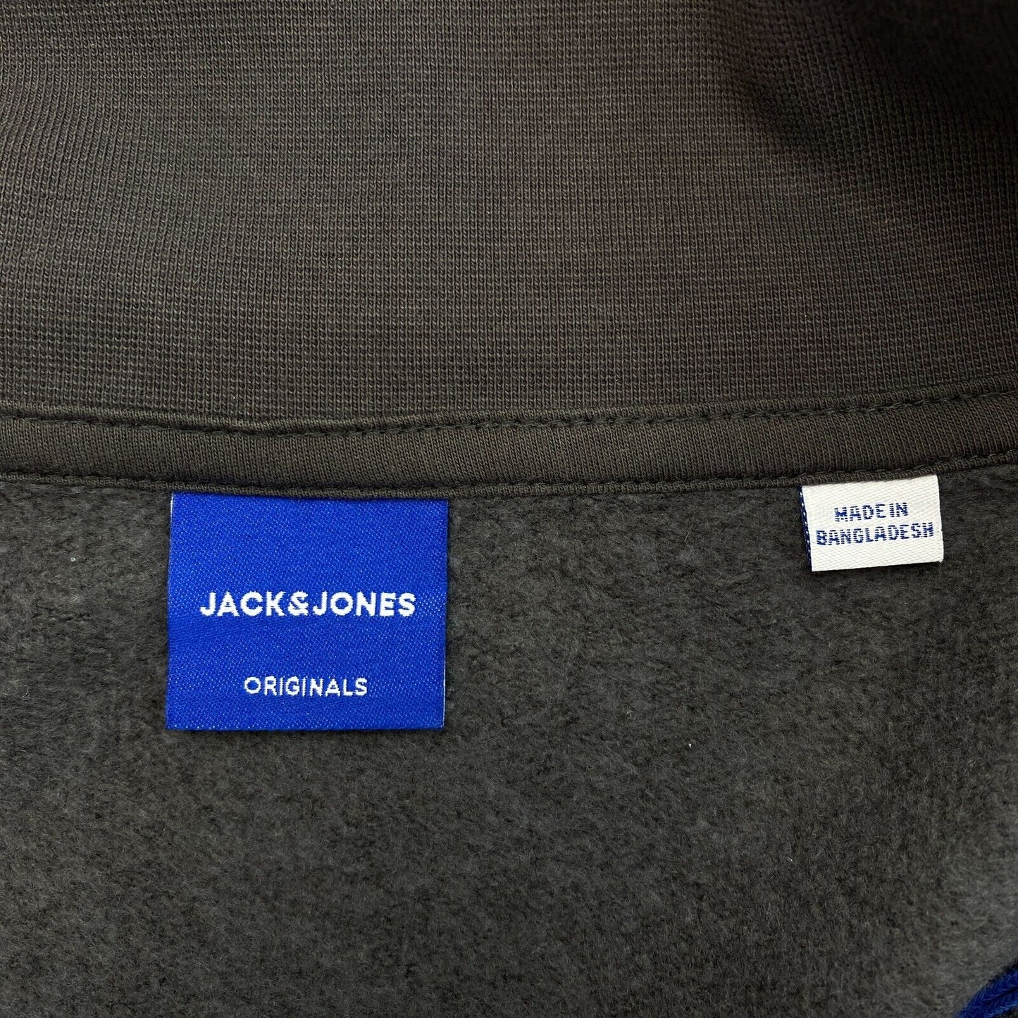 JACK&amp;JONES Originals Pullover mit Viertelreißverschluss, grau, Größe L