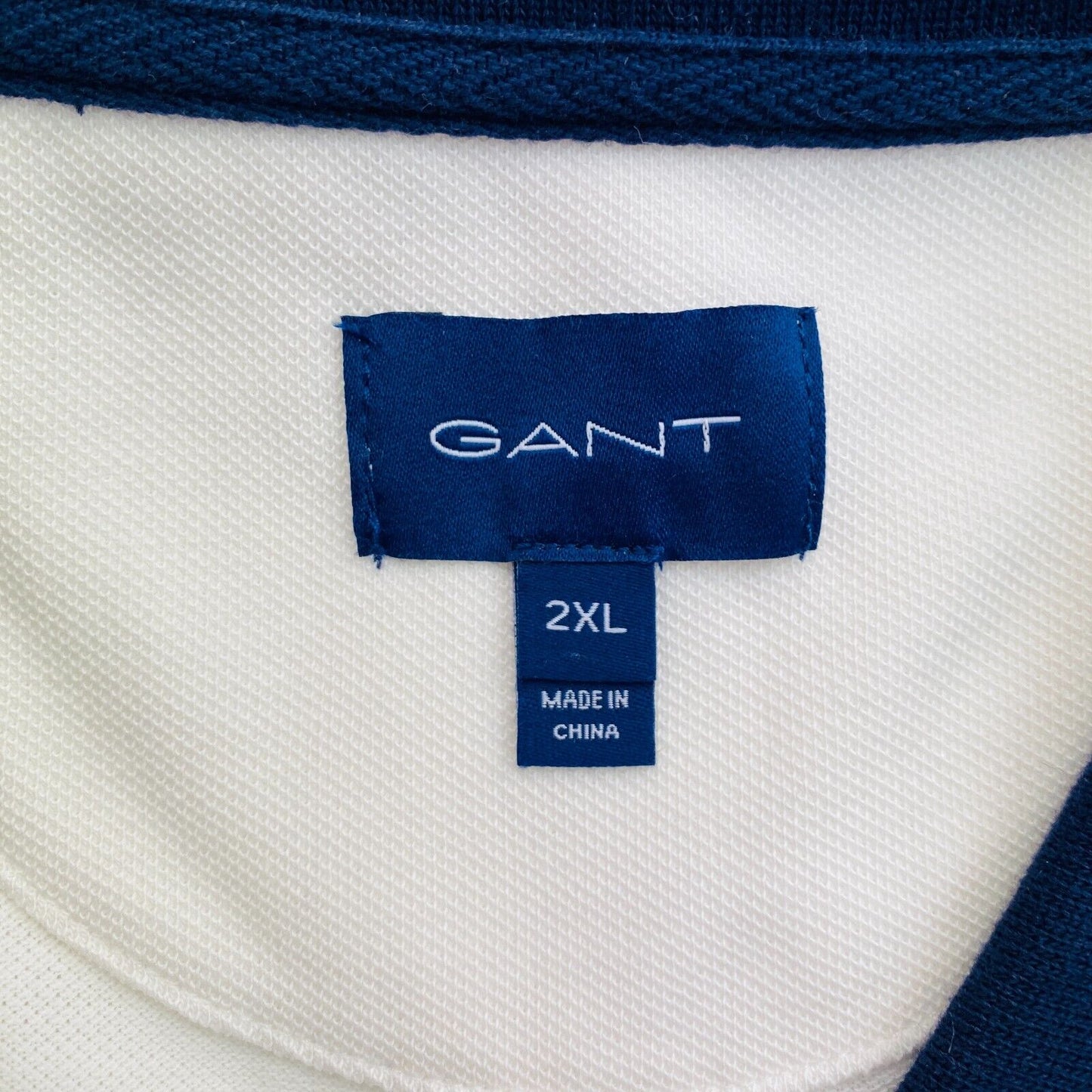 GANT Men White Logo Pique Rugger Short Sleeves Polo Shirt Size 2XL XXL