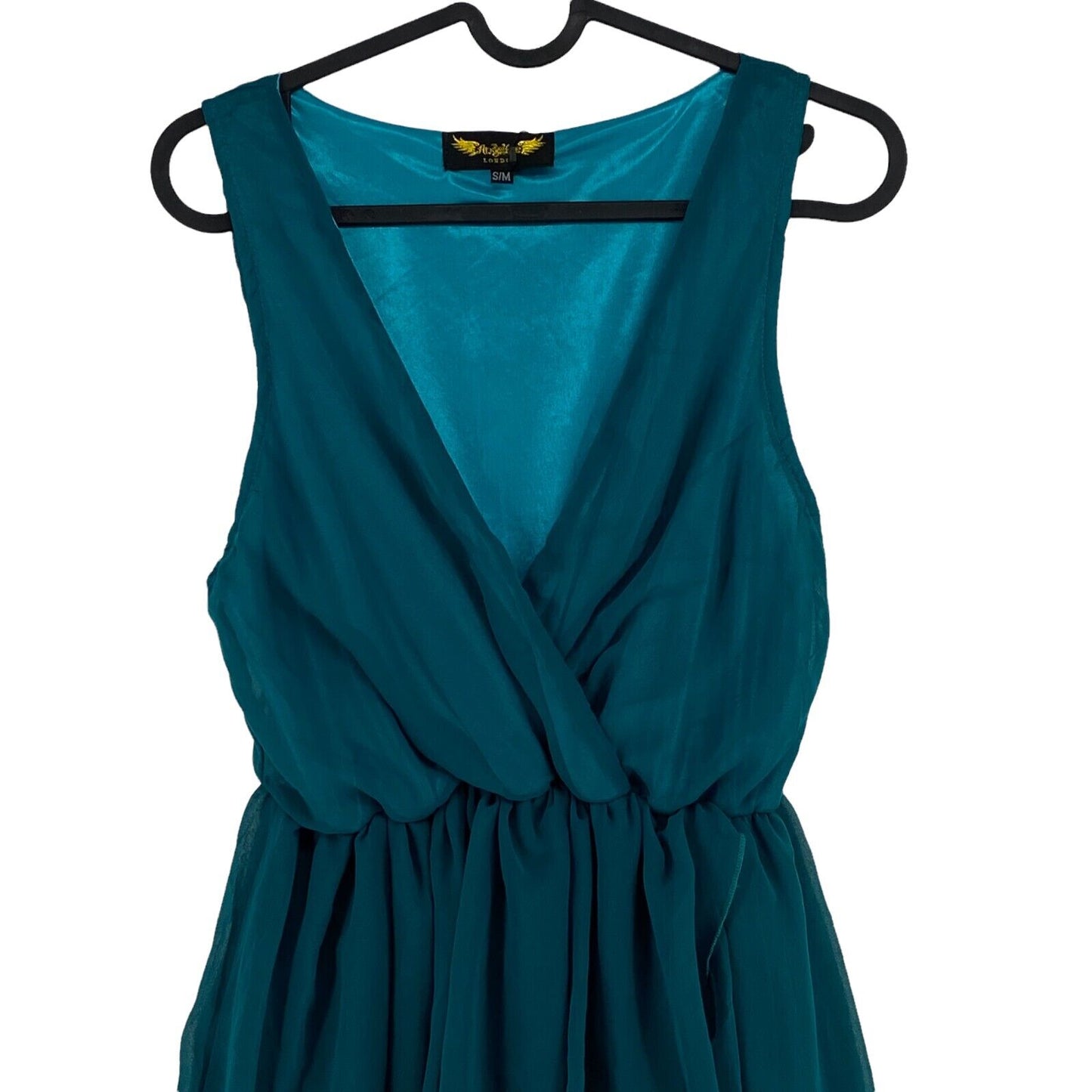 Angel Eye Dark Green Sleeveless Deep V-Neck Ruffle Fit & Flare Dress Size S / M