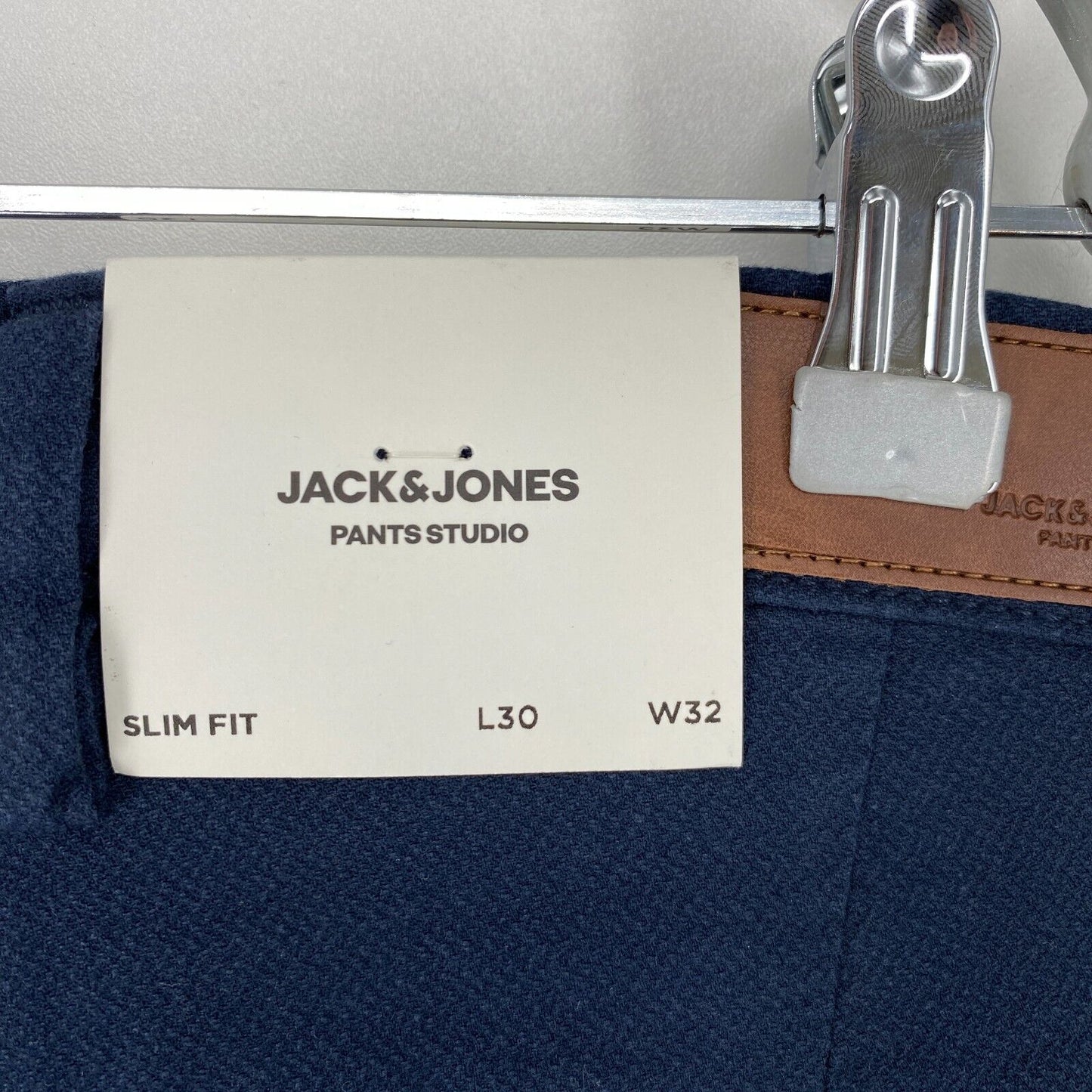 JACK & JONES MARCO Dark Blue Stretch Slim Fit Dress Trousers W32 L30