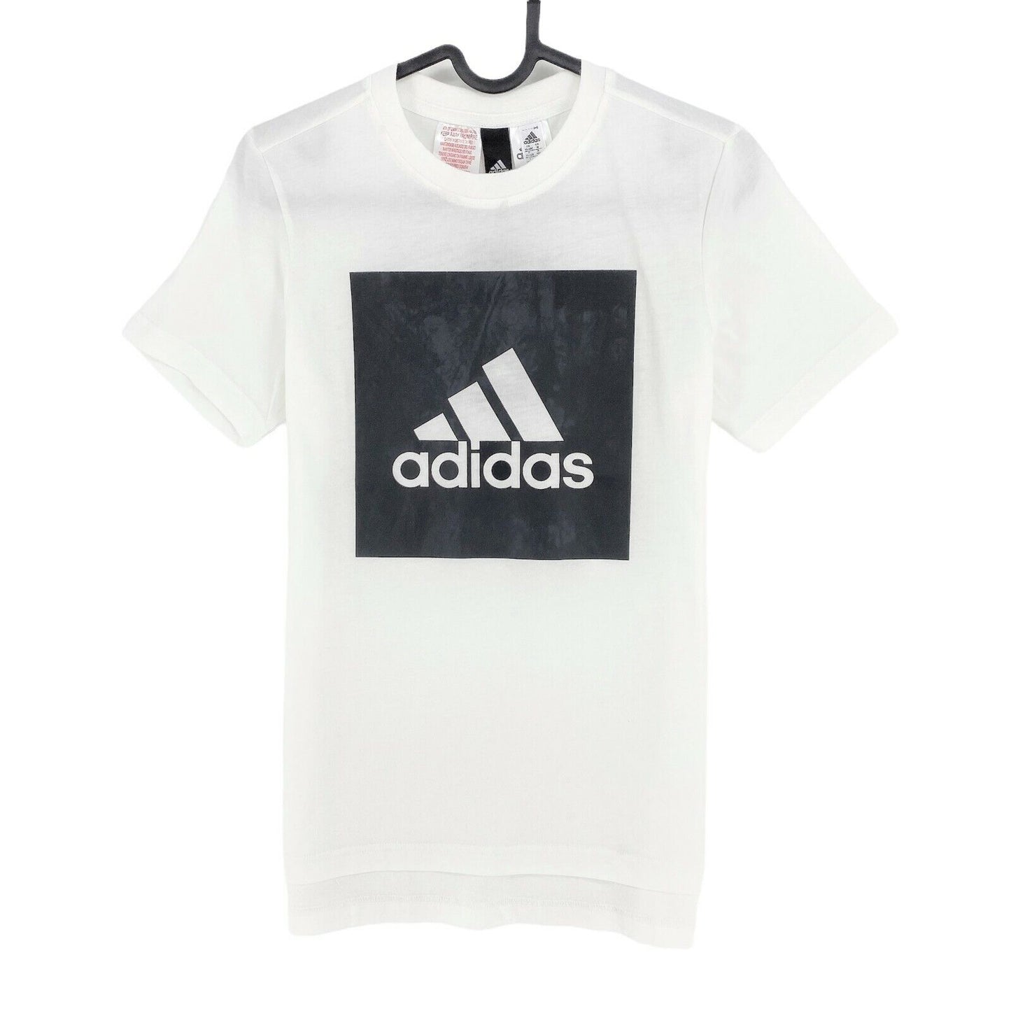 Adidas Youth Boys White Logo Crew Neck T Shirt Tee Size 11 - 12 Years