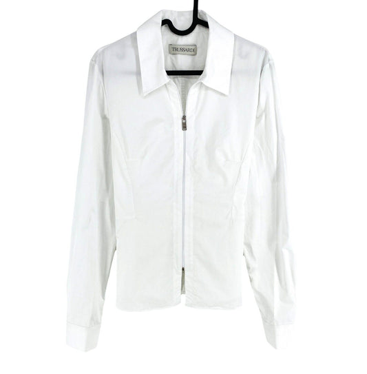 TRUSSARDI White Full Zip Shirt Size 44 EU 40 UK 12 US 10