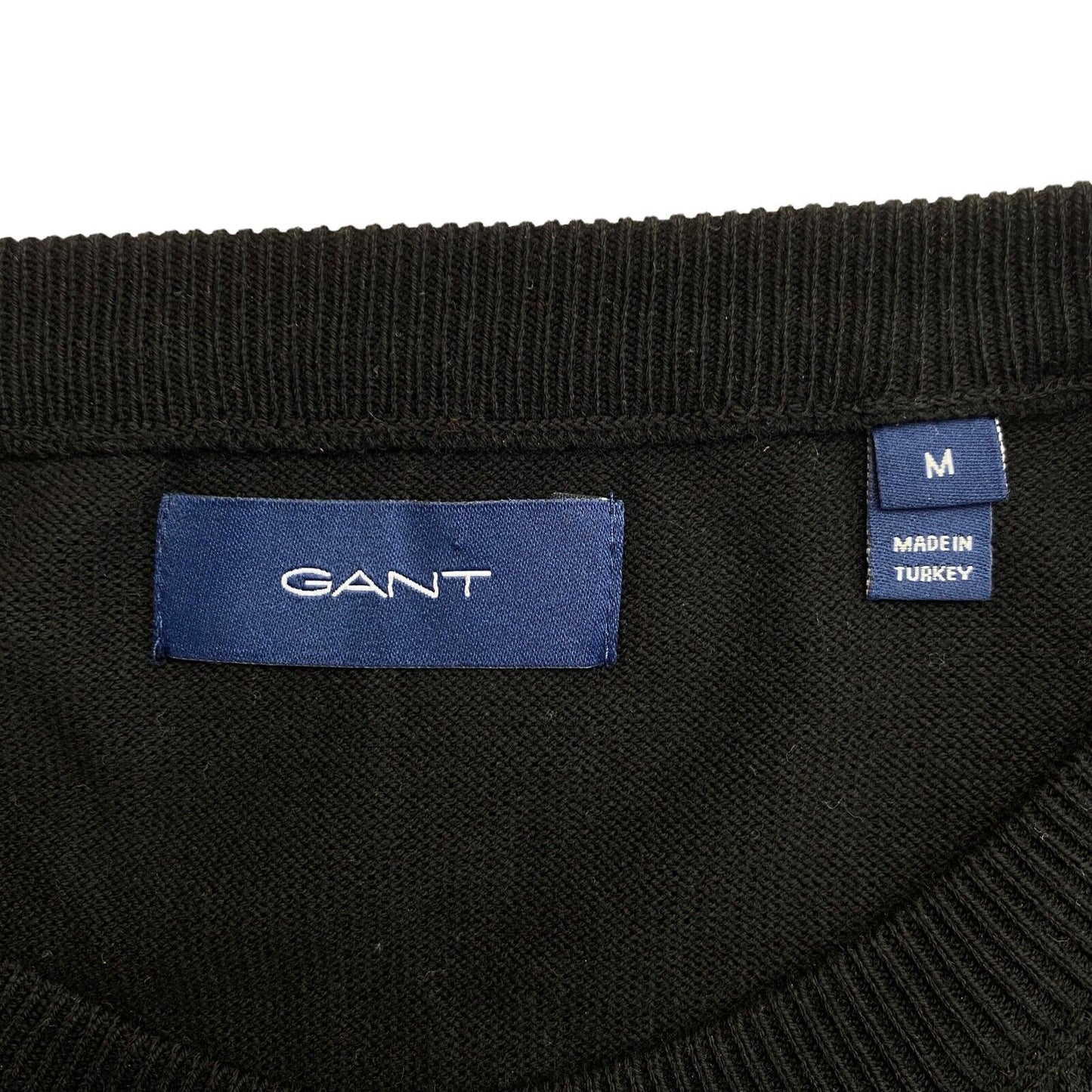 GANT Black Classic Cotton Crew Neck Sweater Jumper Size M