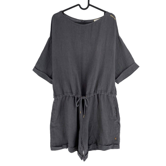 LA MARTINA Women Grey  Linen Short Sleeves Playsuit Jumpsuit Size 3 / M