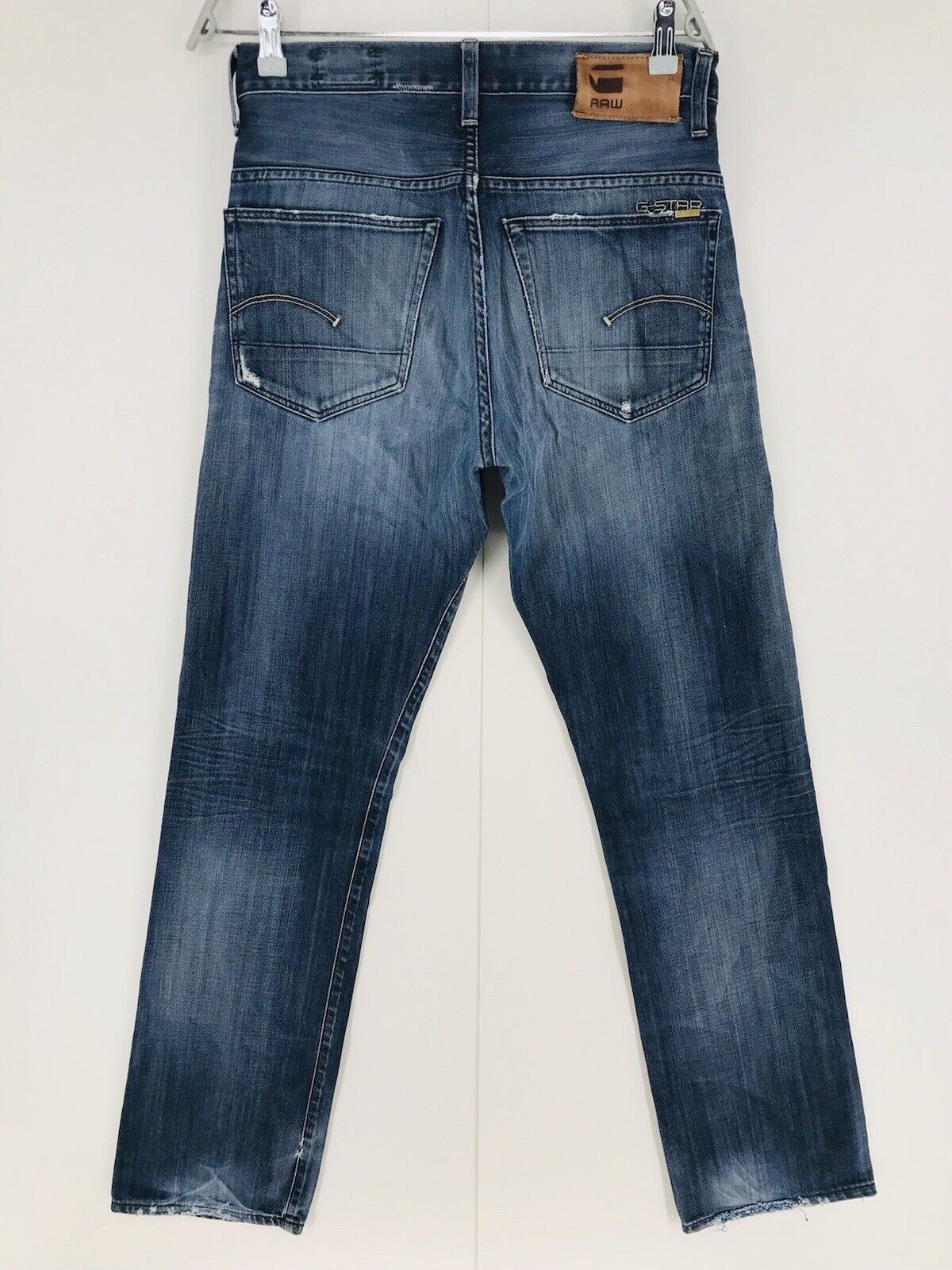 G-STAR RAW 3301 Blue Regular Straight Fit Distressed Jeans Size W31 L34