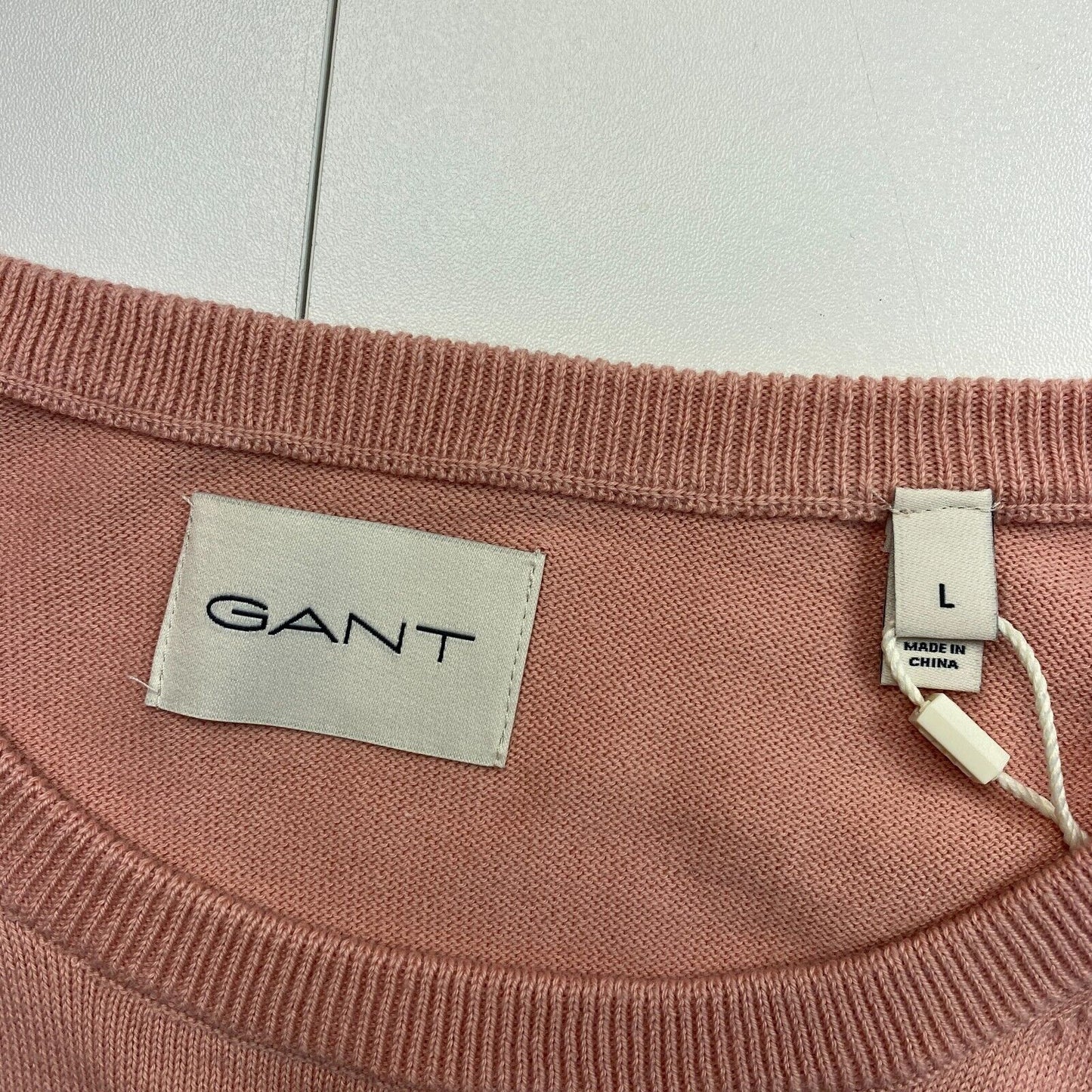 GANT Dusty Pink Classic Cotton Crew Neck Jumper Sweater Size L