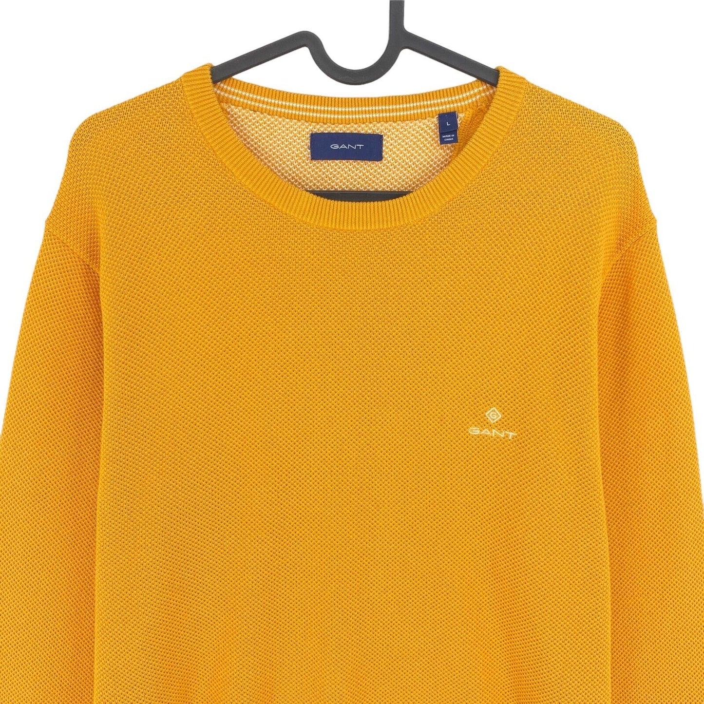 GANT Yellow Pique Cotton Crew Neck Sweater Pullover Size L