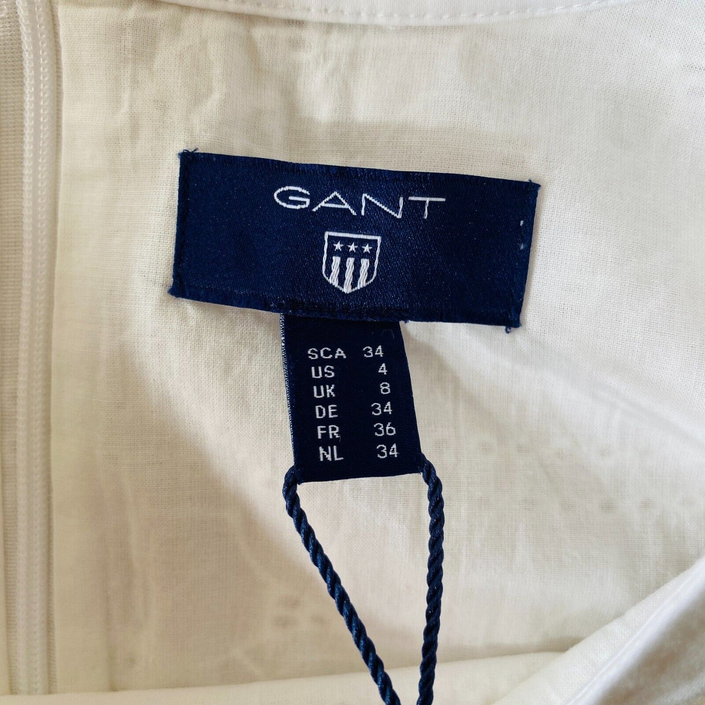 GANT White Broiderie Anglaise Crew Neck Dress Size EU 34 UK 8 US 4