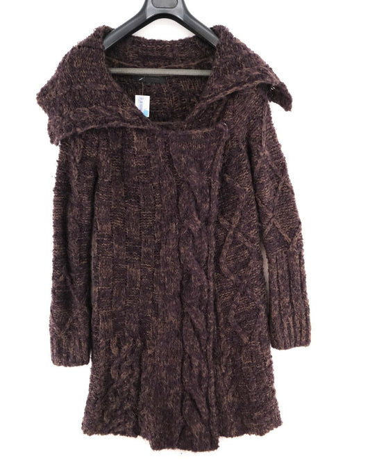 ERYN BRINIE Dark Purple Long Wrap Up Cardigan Sweater Size M