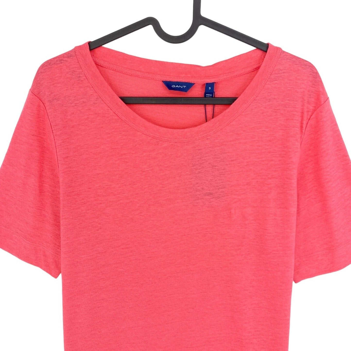 GANT Pink Linen Crew Neck T-Shirt Size S