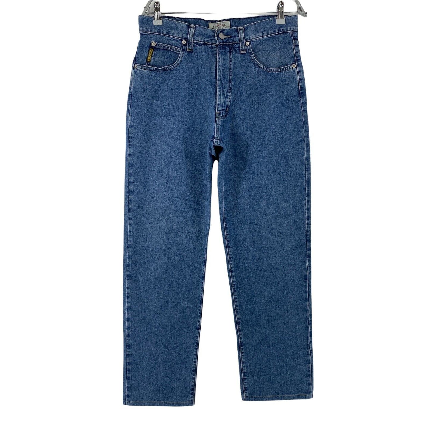 ARMANI JEANS Damen Blaue, entspannte, gerade geschnittene Mom-Jeans W33, hergestellt in Italien