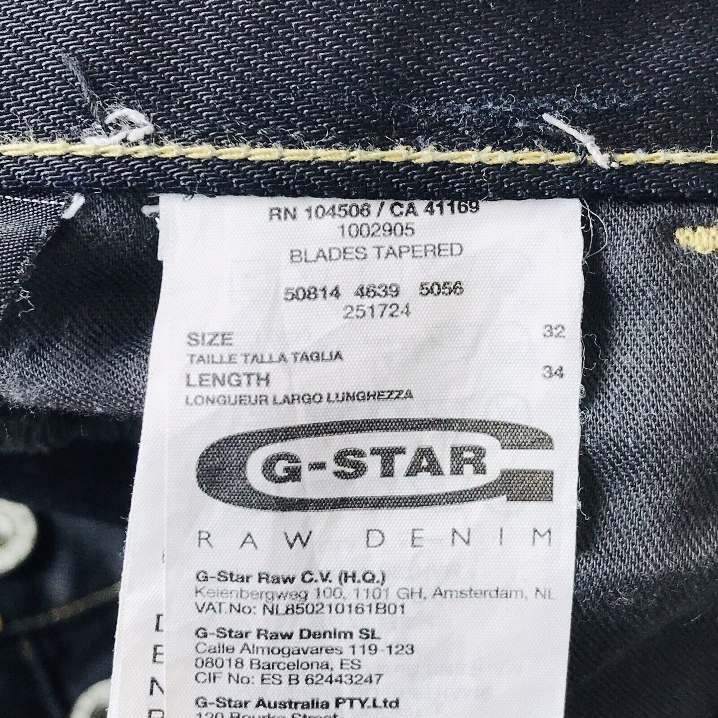 G-STAR 3301 Model BLADES Tapered Dark Blue Regular Tapered Fit Jeans W32 L34