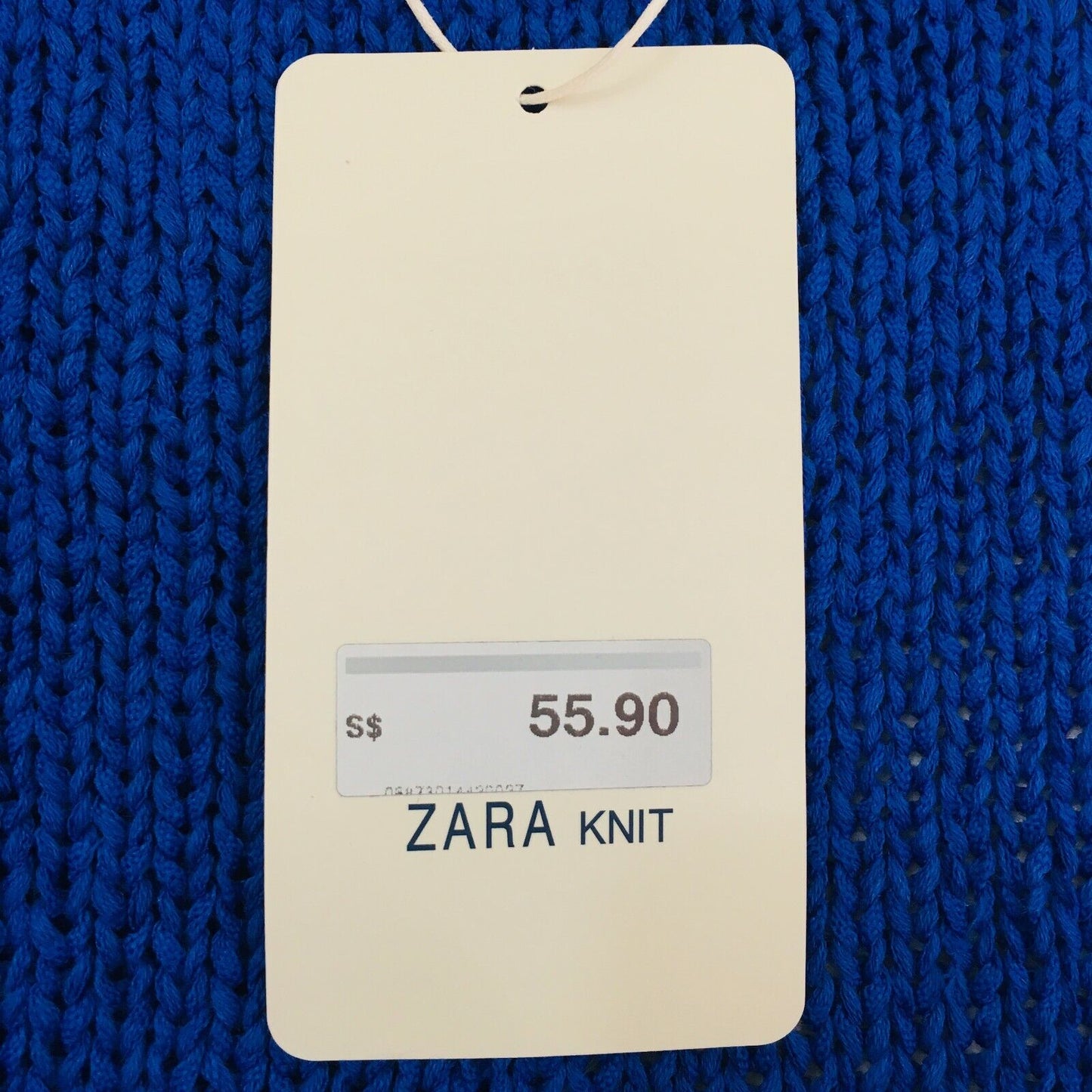 ZARA Blue Round Neck Cotton Knit T Shirt Top Jumper Size S