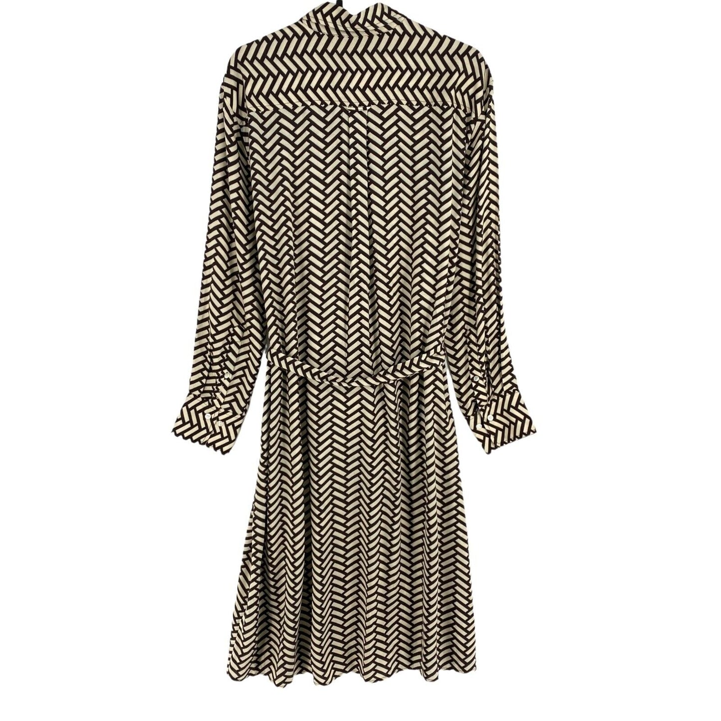 GANT Women Brown Geometric Long Sleeves A Line Shirt Dress Size EU 36 UK 8 US 6