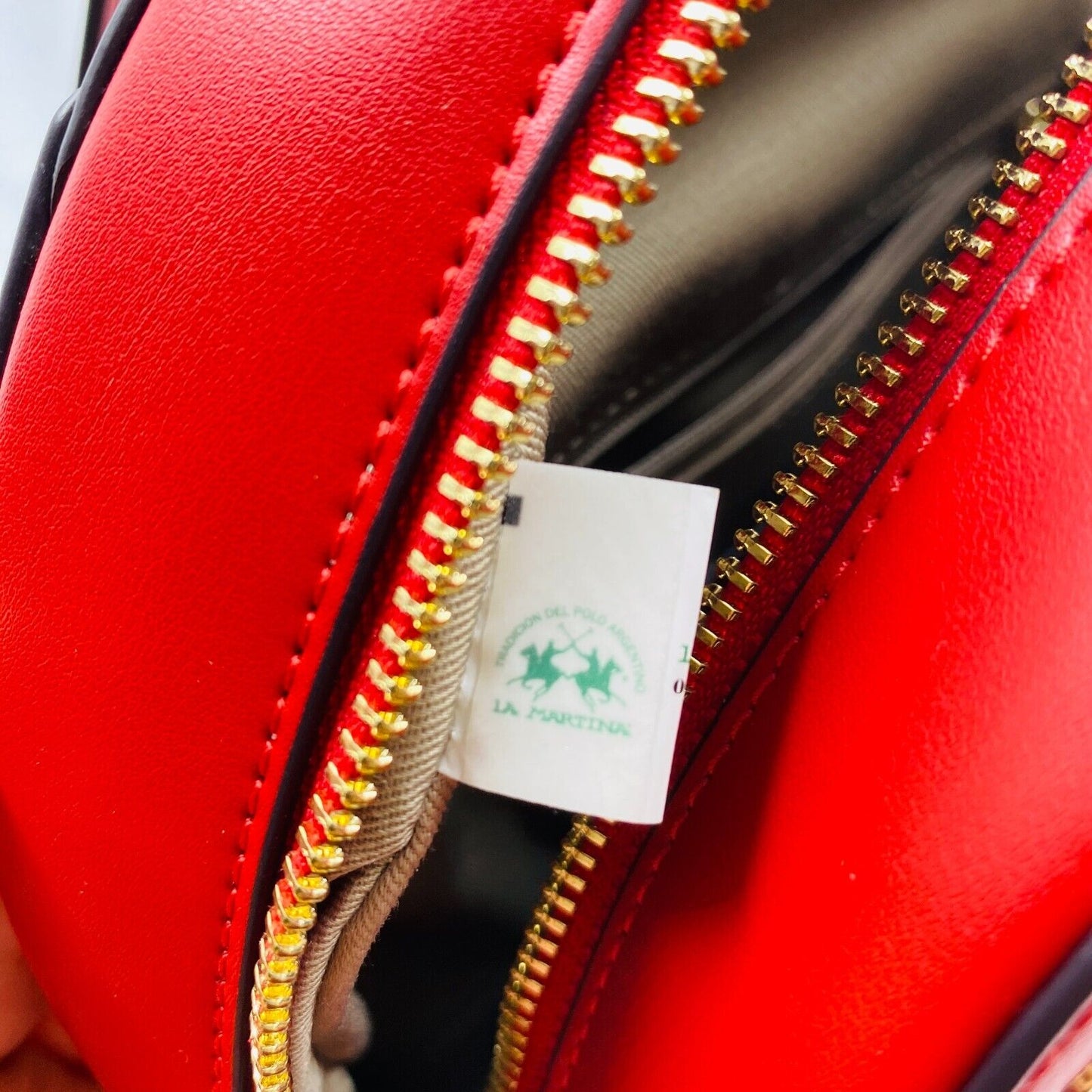 La Martina Rot 100 % Leder Damen Rucksack Rucksäcke