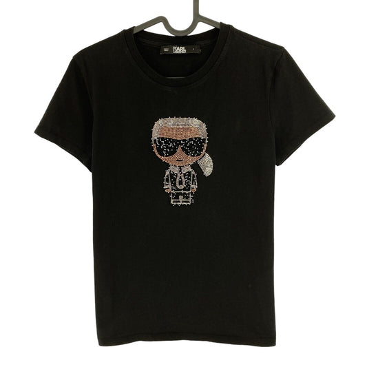 Karl Lagerfeld Black Ikonik Rhinestone Karl Crew Neck T Shirt Size S