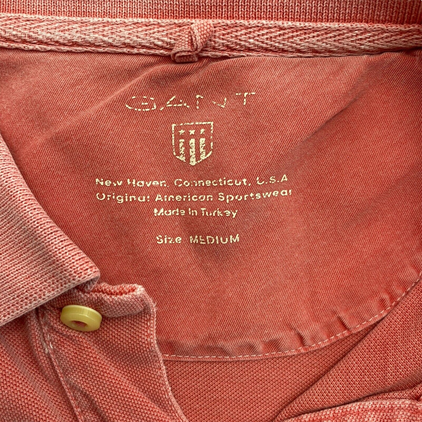 GANT Pink Sun Bleached Pique Rugger Polo Neck T-shirt Taille M