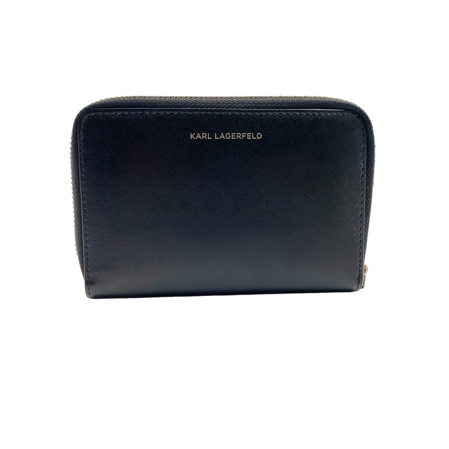 Karl Lagerfeld Black Women Zip Around Cow Leather Wallet