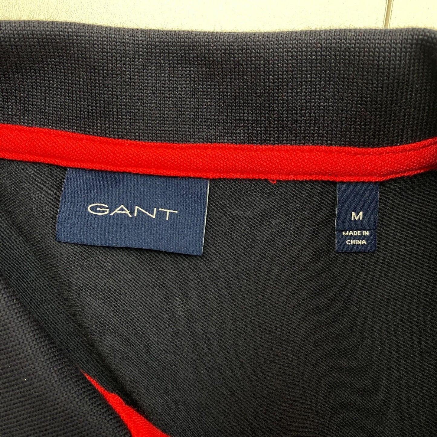 GANT Navy Blue Contrast Collar Pique Rugger Polo Shirt Size M