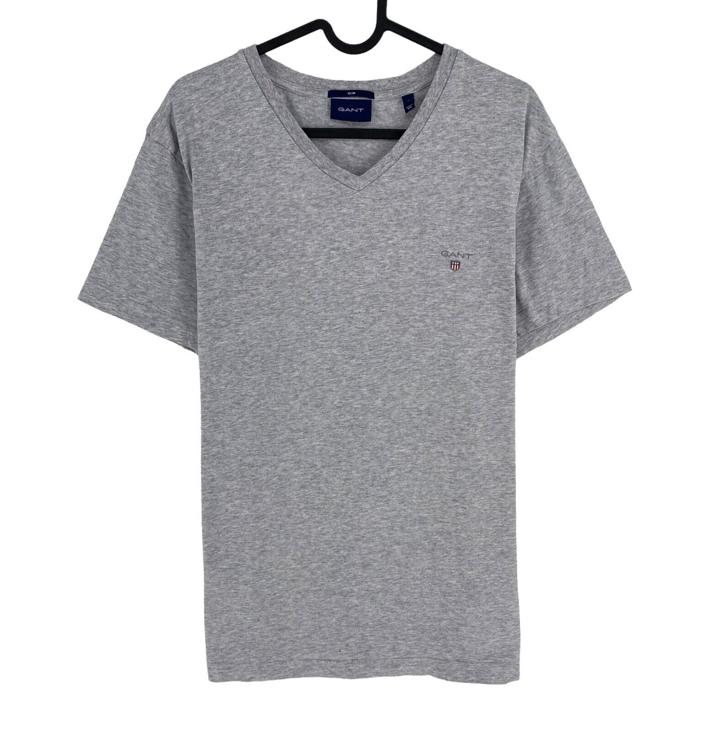 GANT Men Grey Original Slim Fit V Neck Short Sleeves T Shirt Size L