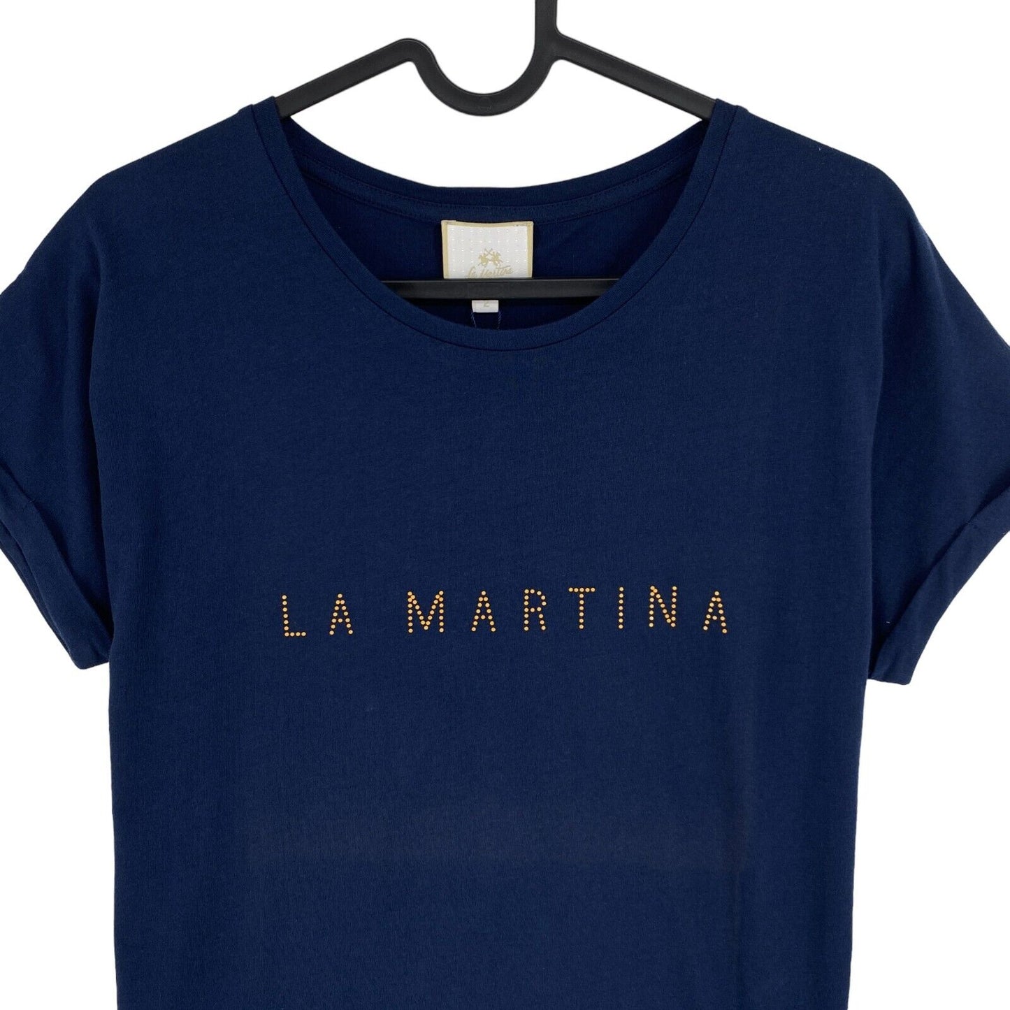 LA MARTINA Navy Blue Short Sleeves 100% Cotton Crew Neck T Shirt Size 2 - S