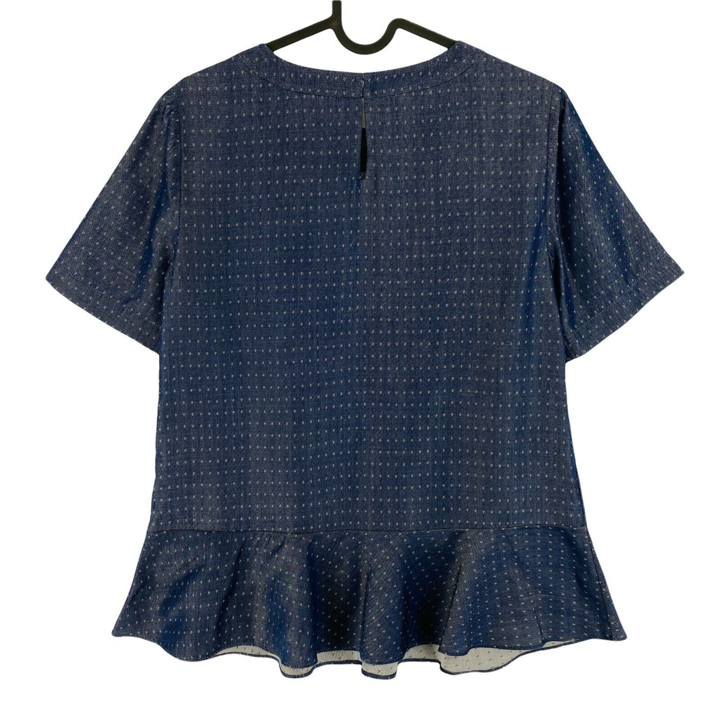 NAUTICA Marineblaue Bluse mit kurzen Ärmeln und ausgestelltem Rundhalsausschnitt, Größe XS