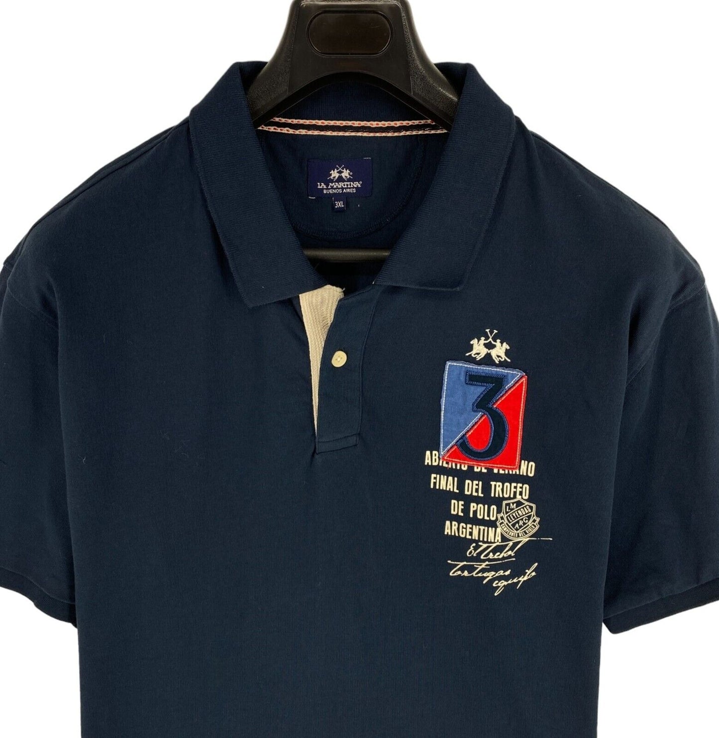 LA MARTINA Men Navy Blue SS Regular Fit Polo Shirt Size 3XL XXXL