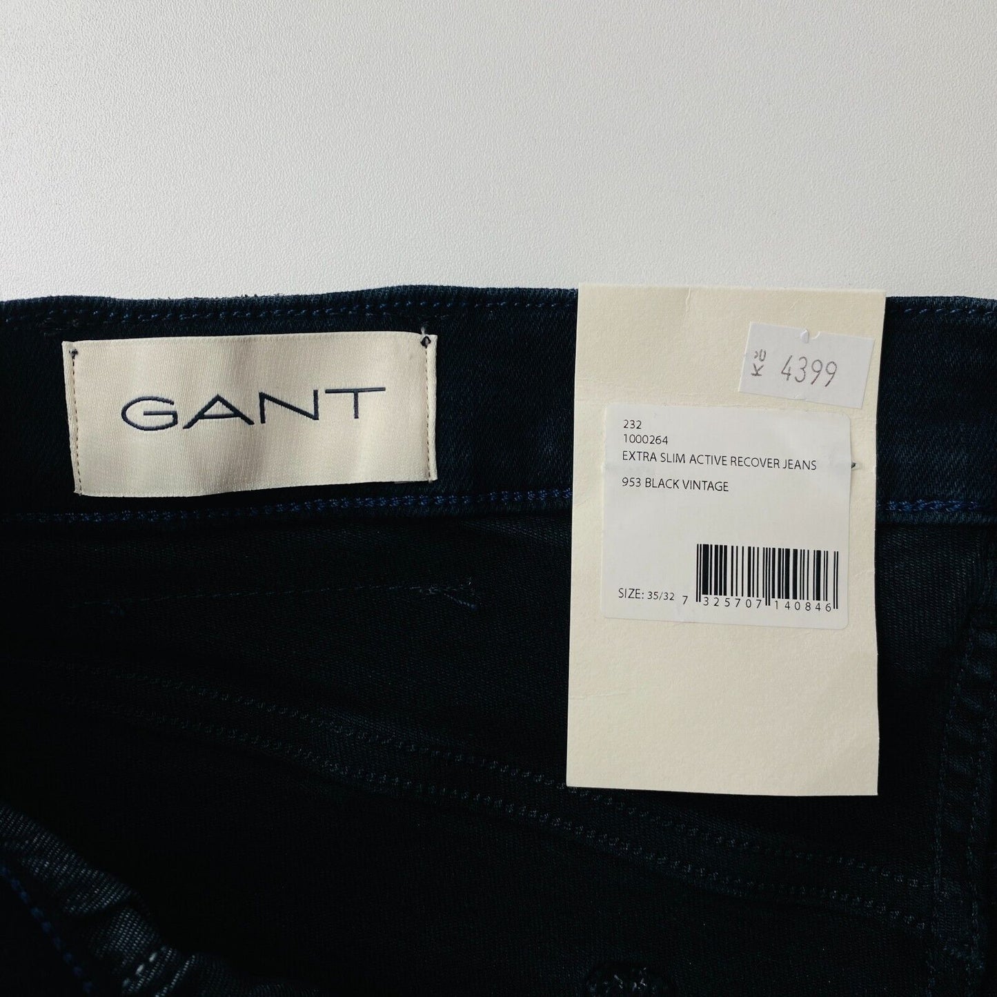 GANT Mens Dark Blue Extra Slim Fit Jeans Size W35 L32