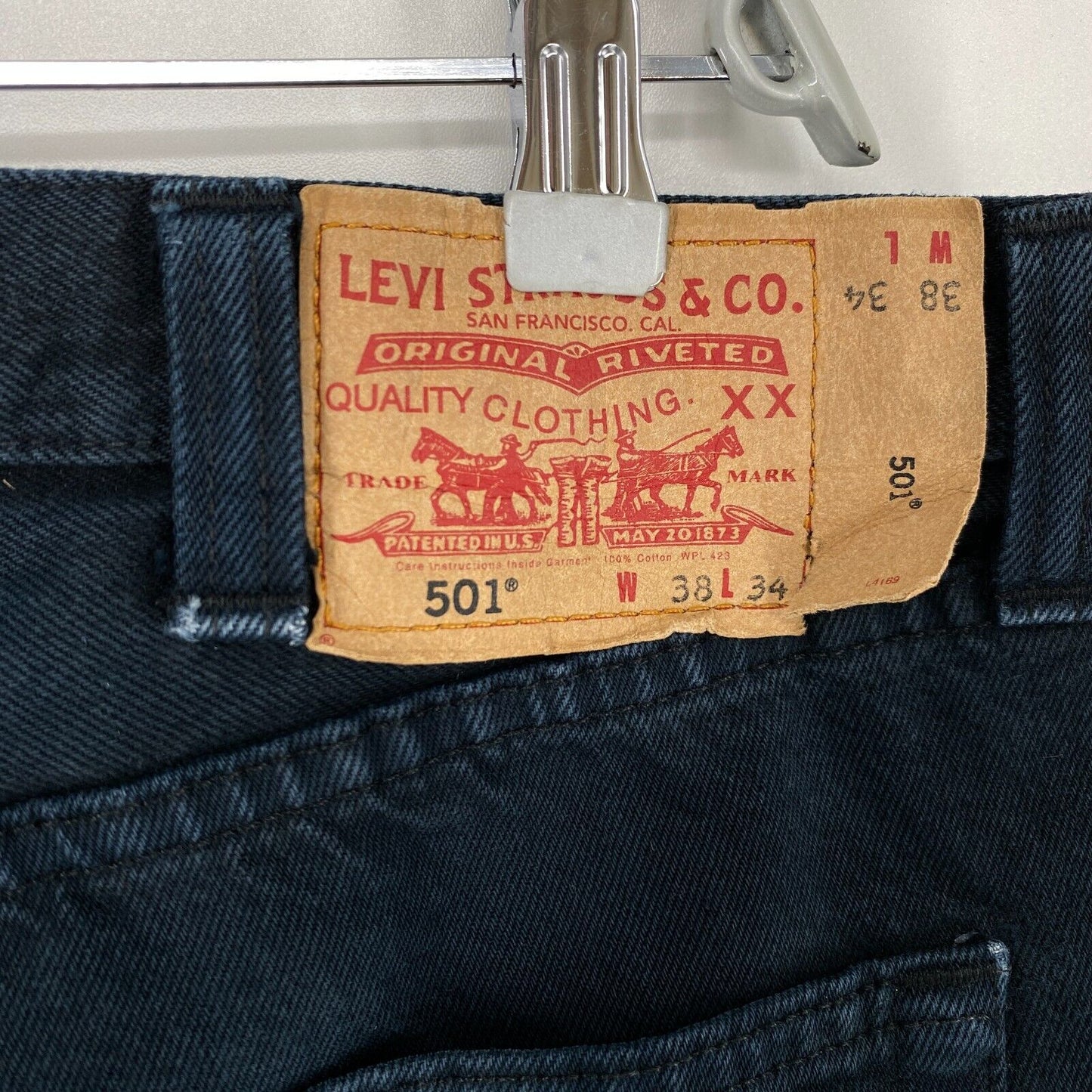 Levi's 501 Black Original Regular Straight Fit Jeans W38 L34