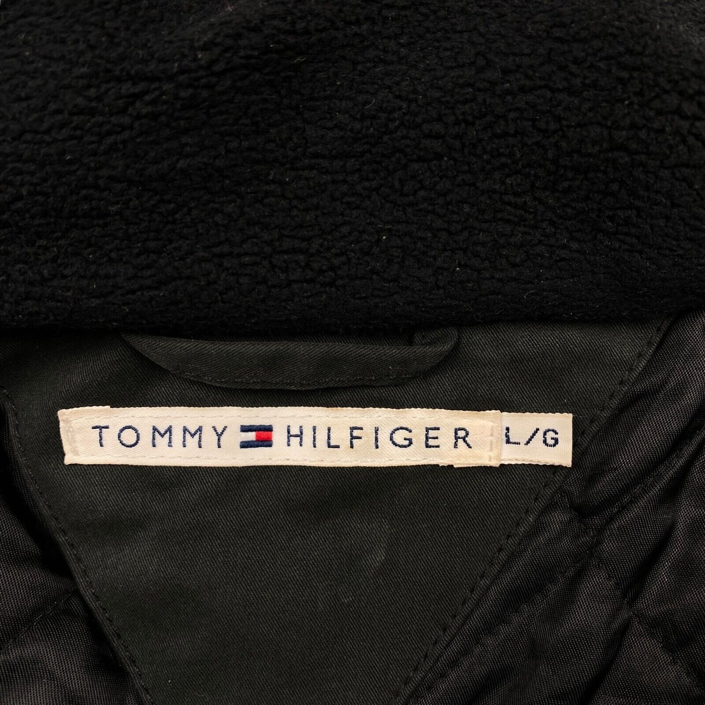 TOMMY HILFIGER Black Cotton Blend Padded Parka Jacket Coat Size L