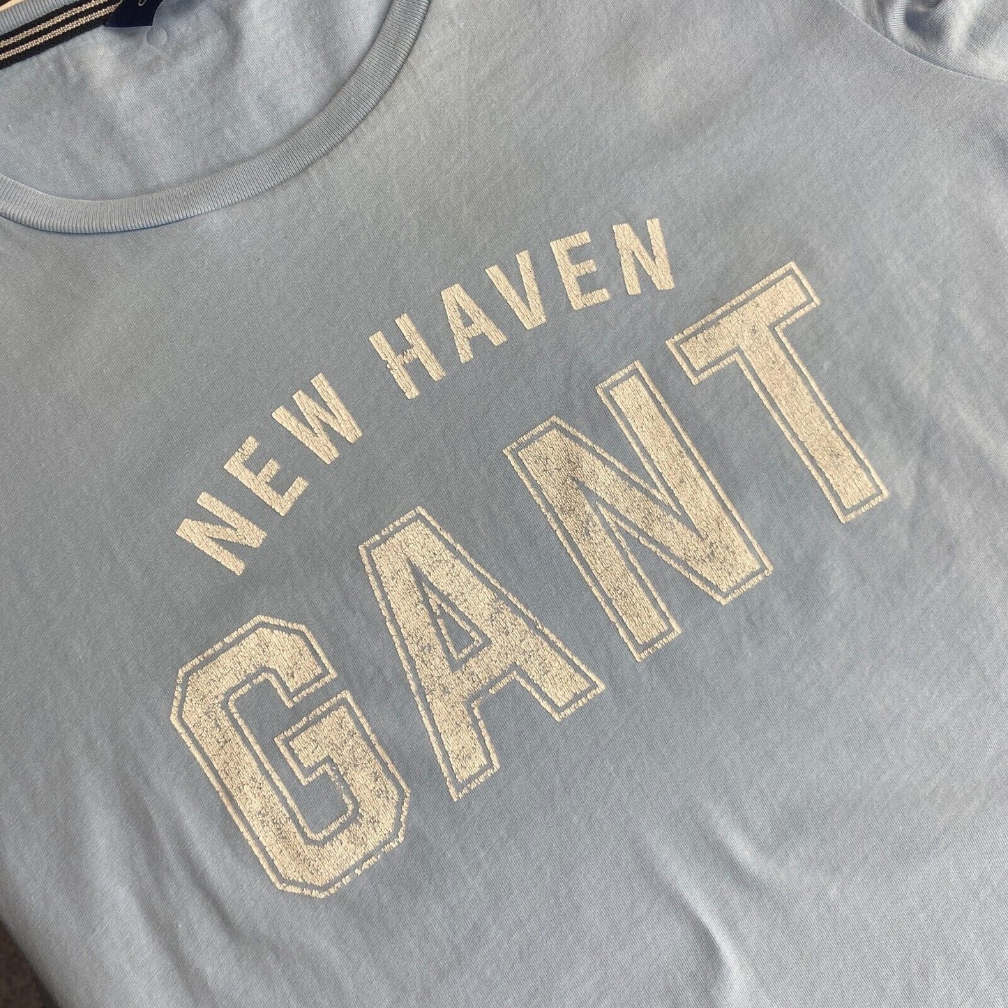 GANT T-Shirt mit Rundhalsausschnitt und Logo, Hellblau, Größe L