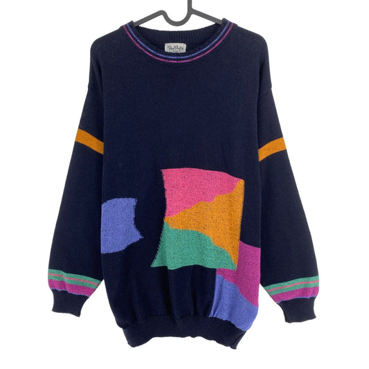 Cosby vintage Rétro années 90 René Philip Blue Sweater Jumper Taille EU 50 UK/US 40