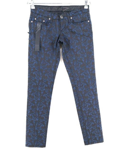 RRP €229 Seven7 Navy Blue Floral Print Low Rise Skinny Jeans Size 25 26