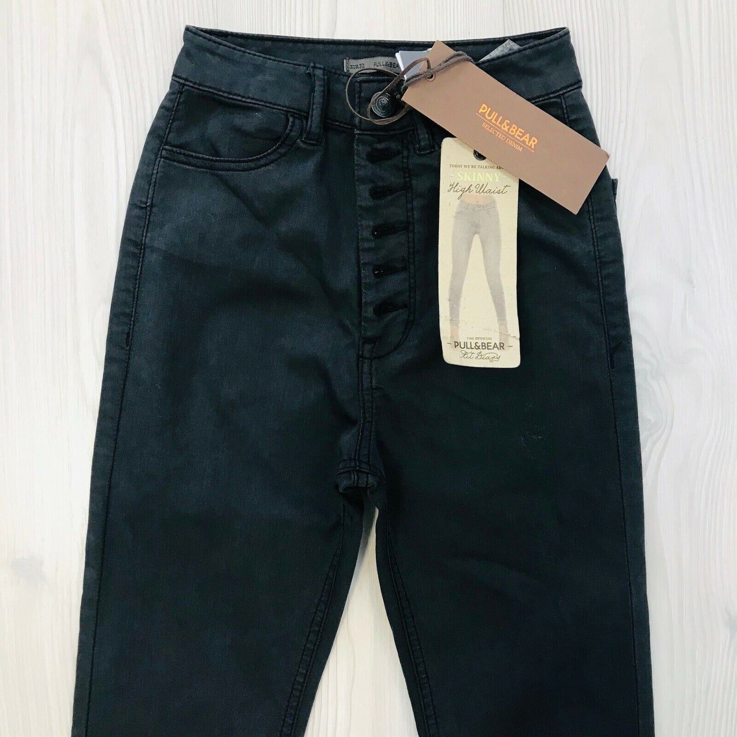 PULL&amp;BEAR Jean Slim Skinny Noir Femme Taille 32 W22