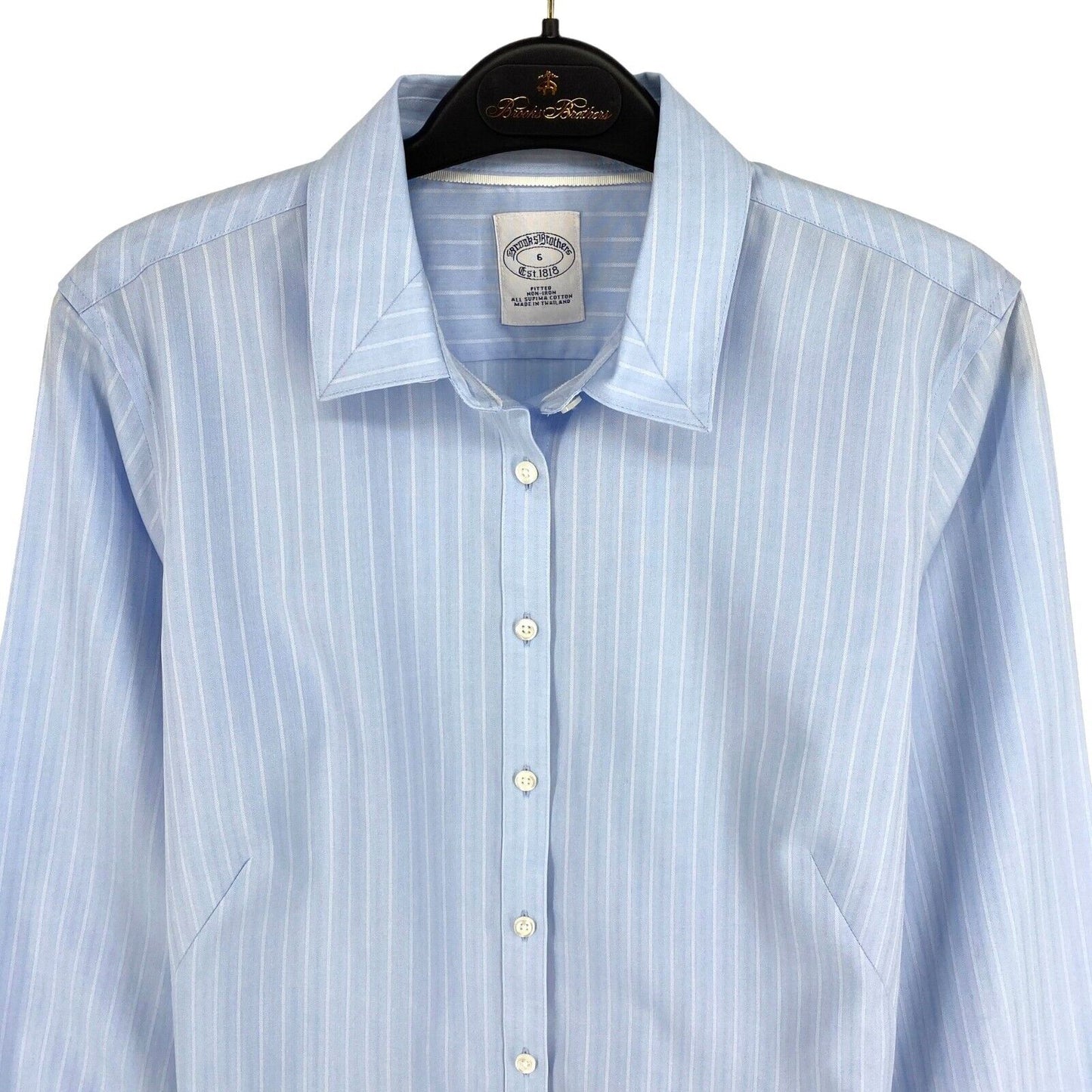 Brooks Brothers Blue Striped Fitted Cotton Shirt Size EU 36/38 UK 10/12 US 6